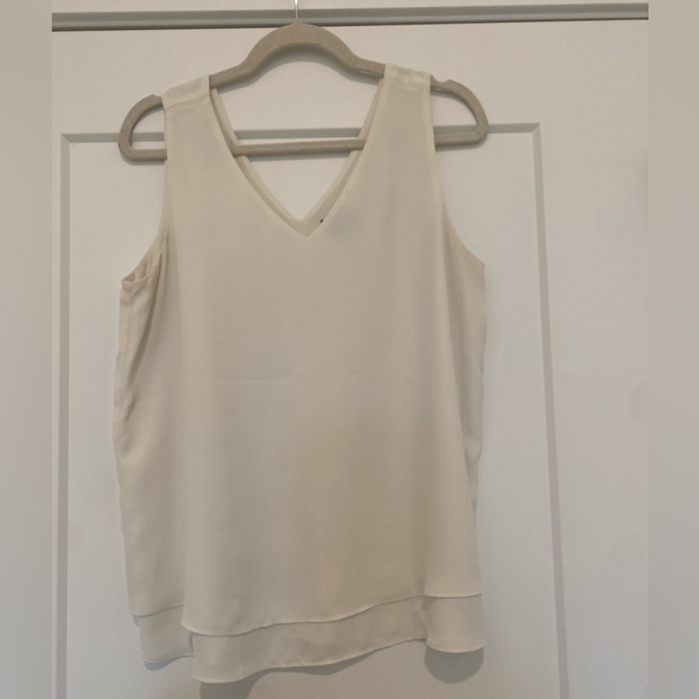 Ann Taylor Elegant Cream Sleeveless Top
